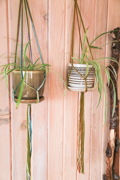 2 piece plant hangers for 4 to 5 inch pots | moss green