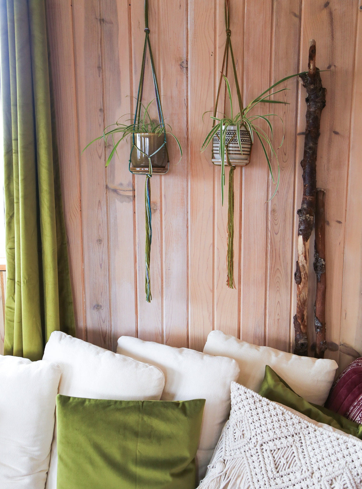 Moss Green Plant Hangers — Set of Two