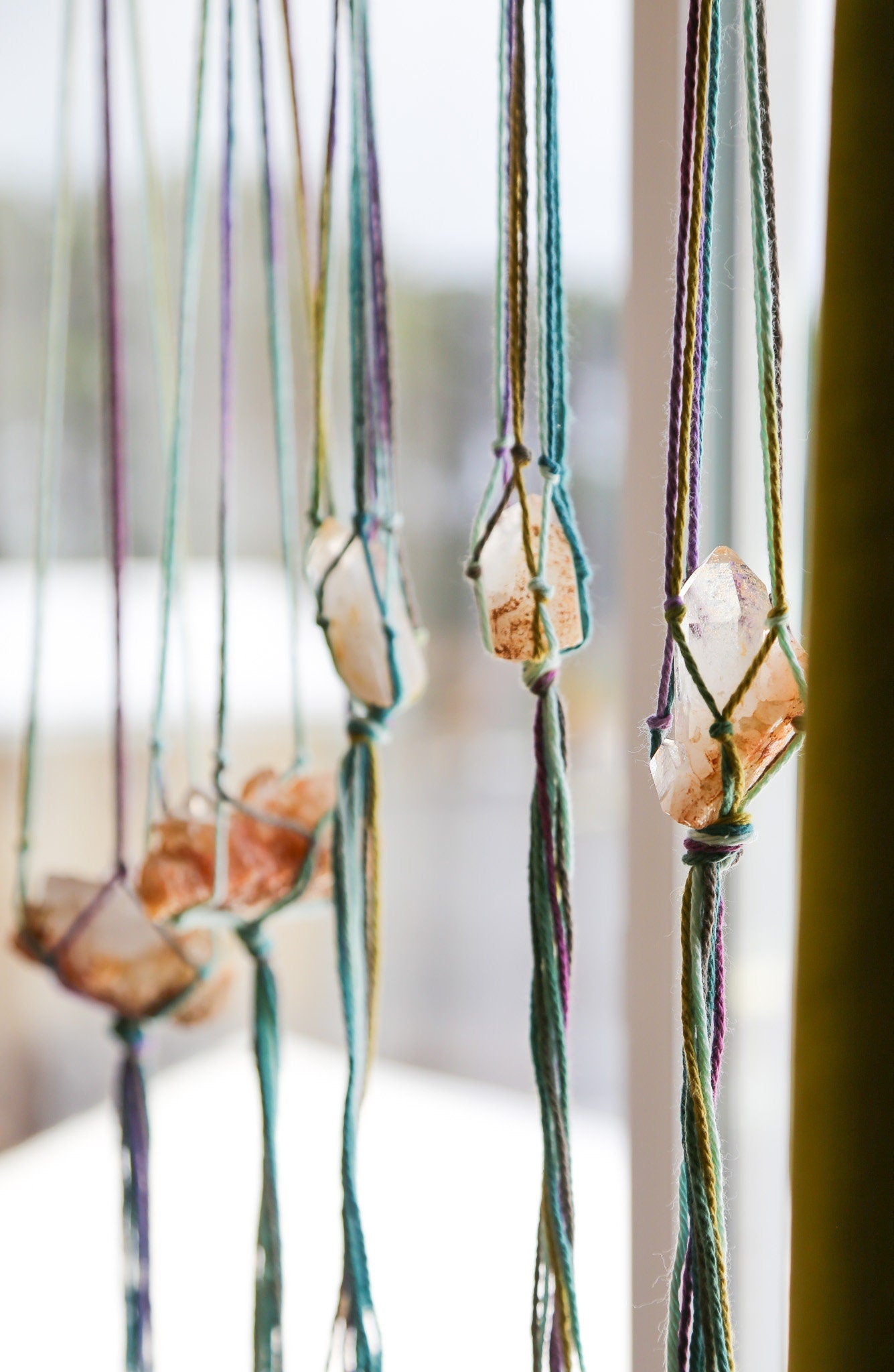 quartz crystal with hanger / mount ida arkansas quartz crystal / american quartz / window hanging decor / gemstones / earth home decor