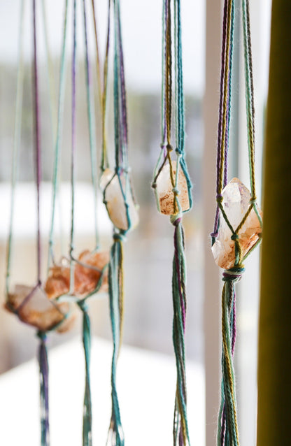 quartz crystal with hanger / mount ida arkansas quartz crystal / american quartz / window hanging decor / gemstones / earth home decor