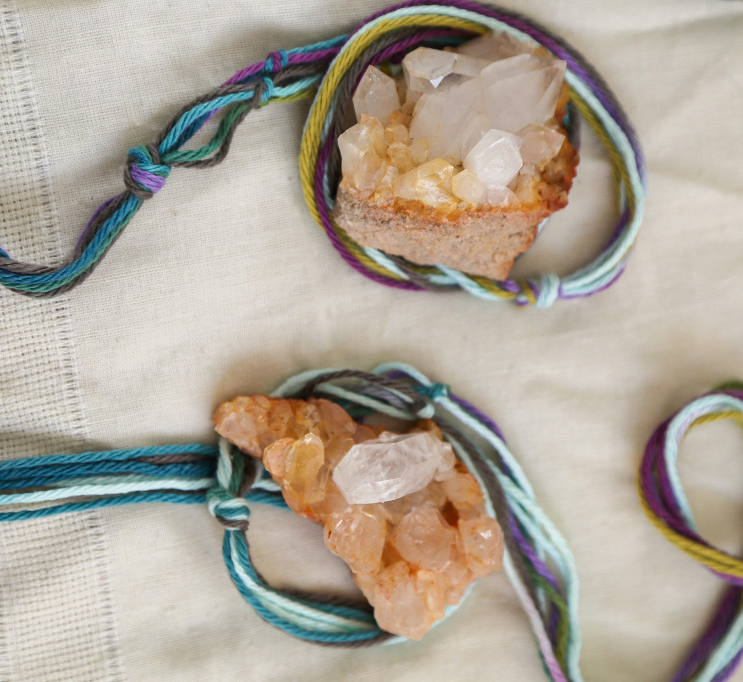 quartz crystal cluster with hanger
