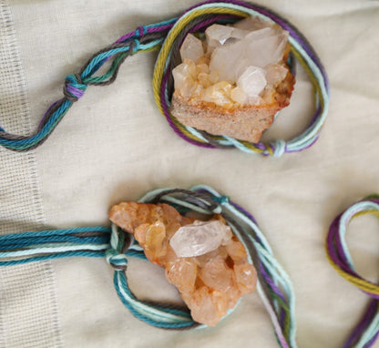 quartz crystal cluster with hanger