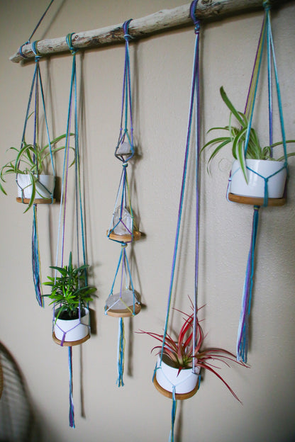 Large Driftwood Quartz Crystal 4 pot hanging planter