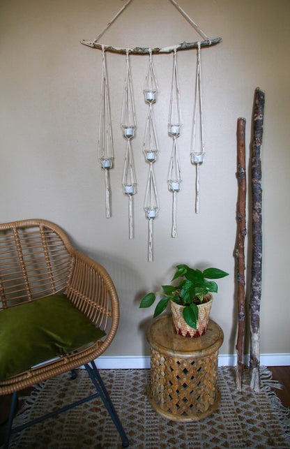 large 9 piece diamond shape candle holder large driftwood wall hanging/ tea light candle holder wall decor/  home decor/ mother's day gift