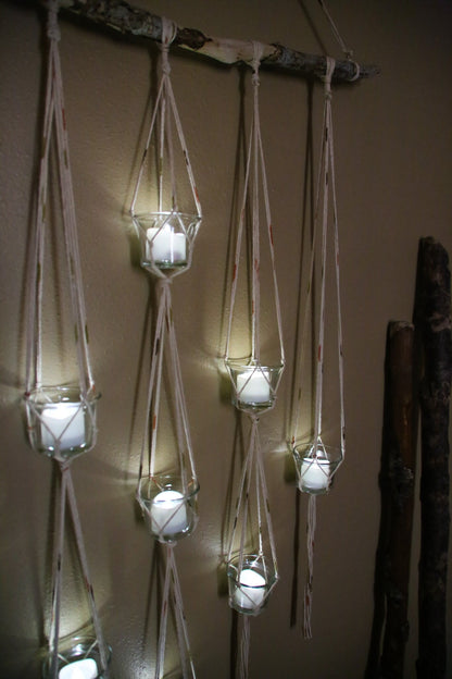 9 piece diamond shape candle holder large driftwood wall hanging