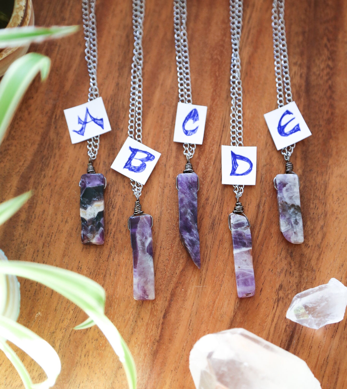 amethyst piano key necklace  / minimalist necklace / purple stone necklace /  stainless steel chain necklace / amethyst pennant