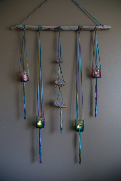 Large Driftwood Quartz Crystal 4 pot hanging planter