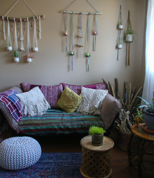 Large Driftwood Quartz Crystal 4 pot hanging planter