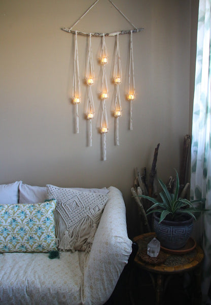 9 piece diamond shape candle holder large driftwood wall hanging