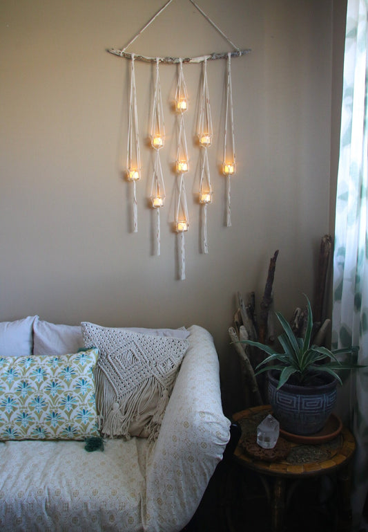 9 piece diamond shape candle holder large driftwood wall hanging