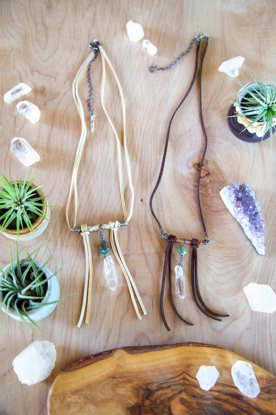 Quartz & Turquoise Branch Necklace