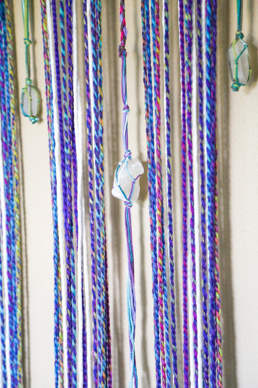 X-L rainbow colored fiber driftwood wall hanging with Quartz crystals / boho pride home decor / Quartz crystal wall decor / handmade