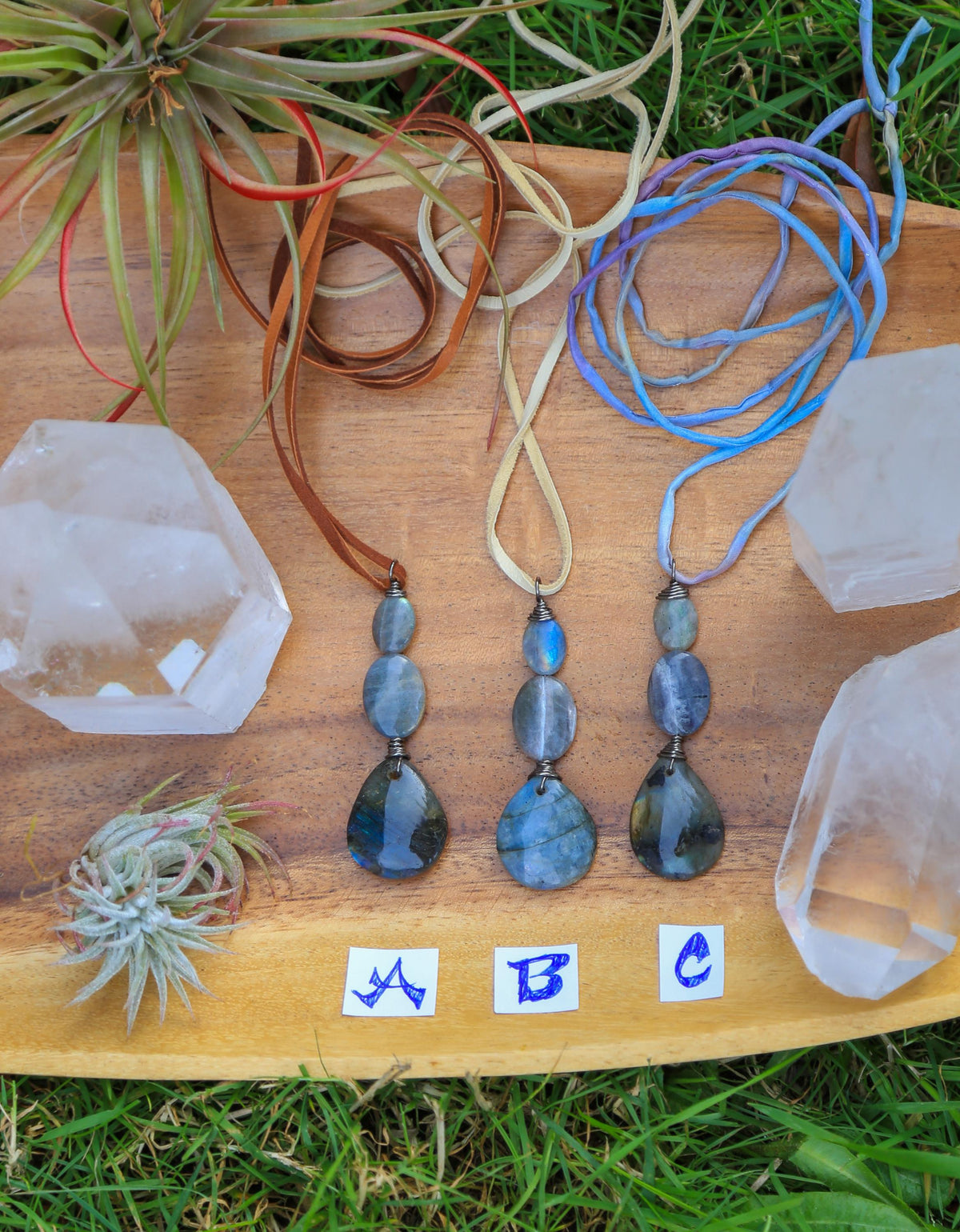 Three-Stone Labradorite Necklace