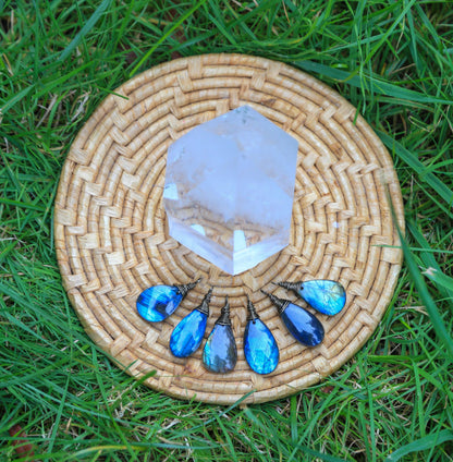 pick a length small Labradorite necklace / flashy labradorescence raw oval gemstone necklace / minimalist necklace / strong iridescence