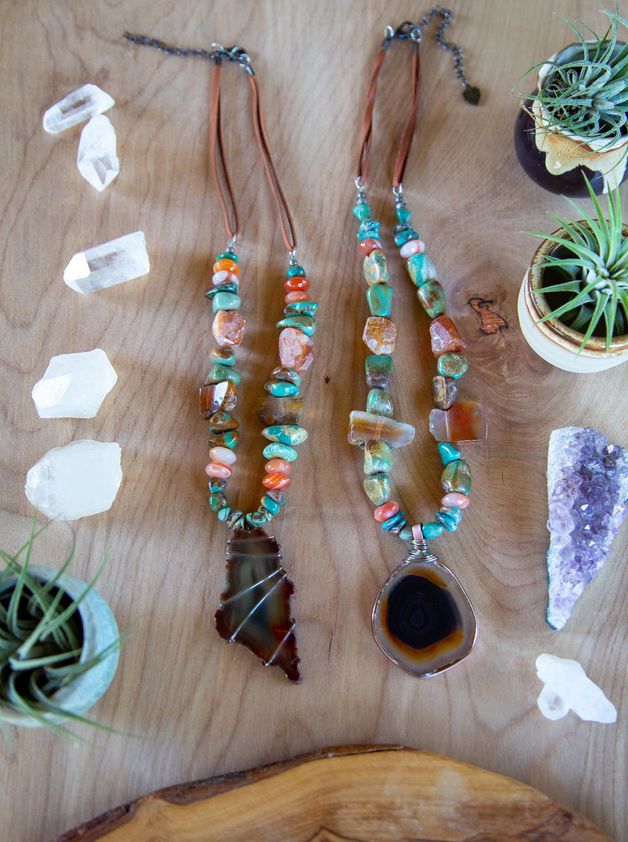 Agate & Carnelian Beaded Necklace